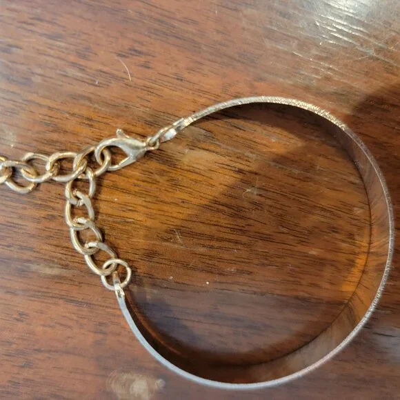 Gold .25" Width Open Cuff Bangle Bracelet with Lobster Claw Clasp - Picture 4 of 10